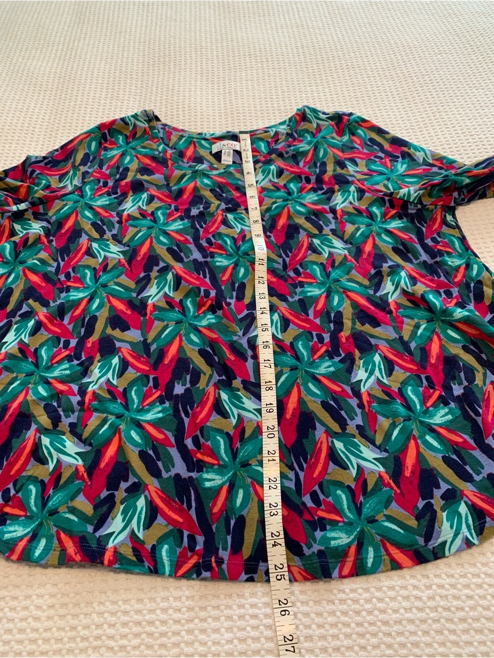 Denim & Co Floral 3/4 Sleeve Round Neck Tunic Top Size 2X - Picture 9 of 12